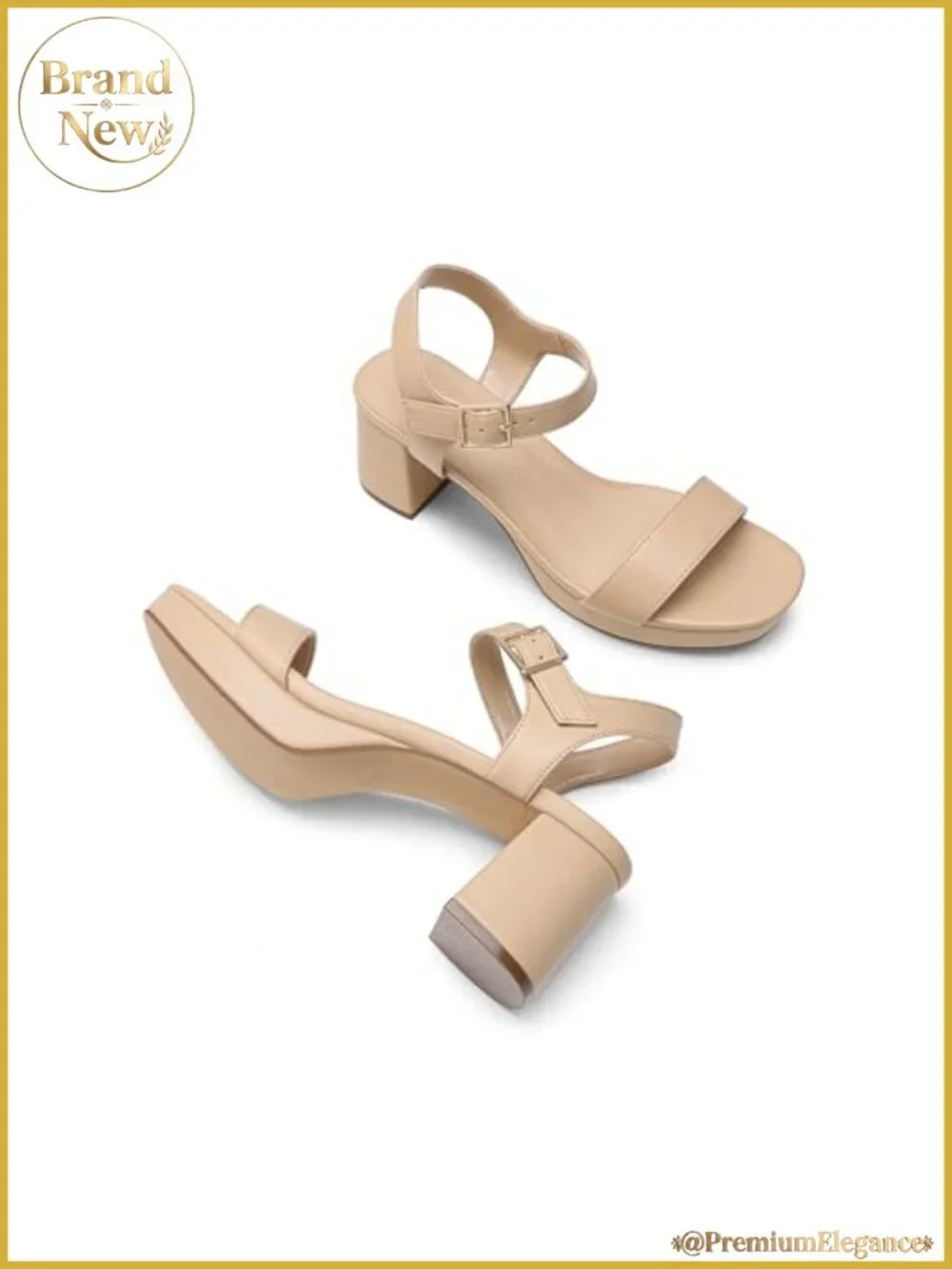 Women's Platform Block Heel Sandals Faux Leather Ankle Strap